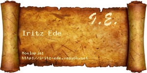 Iritz Ede névjegykártya